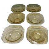 Amber Depression Glass Bowls Set of 6