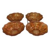 Marigold Carnival Glass Bowls Set of 4