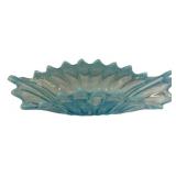 Blue Opalescent Glass Celery Dish