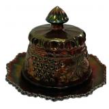 Carnival Glass Grape Butter Dish