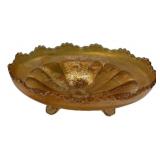 Marigold Carnival Glass Footed Bowl