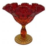 Fenton Amberina Thumbprint Compote