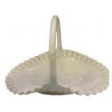 White Milk Glass Crimped Edge Basket
