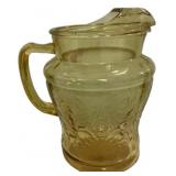 Amber Depression Glass Pitcher w/ Lid