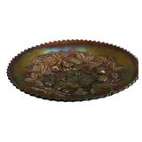 Carnival Glass Fruits & Leaves Plate