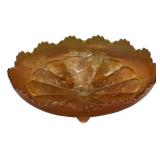Marigold Carnival Glass Footed Bowl