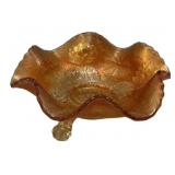 Marigold Carnival Glass Ruffled Bowl