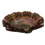 Carnival Glass Ruffled Edge Bowl