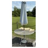 White Patio Iron Table  with Umbrella