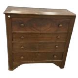 Antique flame mahogany four-drawer dresser43"h.,