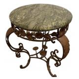 Cast Iron Marble Round Table 26"h., 21"dia
