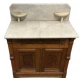 Victorian walnut marble top washstand 37"h, 30"w