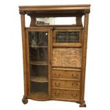 Victorian transitional secretary display cabinet