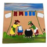 Signed James Hunter Painting of Washday