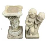 Neoclassical Cherub Concrete Figure and Pedestal