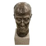 17"h bronze sculpture bust of a Man