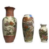 Japan Satsuma style porcelain vases 12"