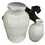 23" Two white terracotta vases