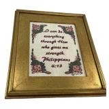 Sampler Signed and framed Philippians 4:13 artwork
