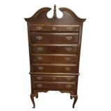 Cherry Pressed Wood Queen Anne High Boy Dresser