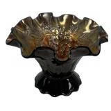 Carnival Glass Ruffled Compote Vase