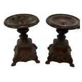 8" Pair of Neoclassical Metal Candle Holders