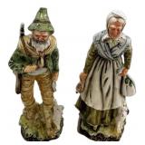 11" Ceramic Old Man and Woman