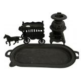 Cast Iron Stove, Horse , and Pan
