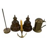 Bookends, Brass Mug, Candle Holder, Paper Holder