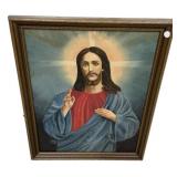 Framed Paintng of Jesus 33"h., 26"w
