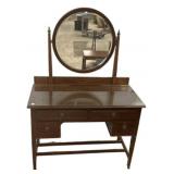 Edwardian mahogany dressing table 61"h., 41"w