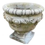 Gray Old World Scroll Outdoor Concrete Garden Urn