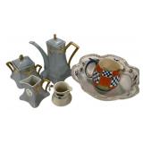 Porcelain Bowl, Coffee Set, and Creamers