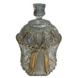EAPG Pressed Glass Covered Jar Gold Trim