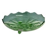 Green Depression Glass Footed Bowl
