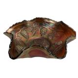 Carnival Glass Grape & Leaf Bowl