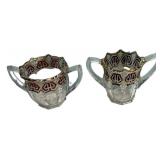 EAPG Gold & Ruby Creamer Sugar Set