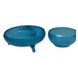 Blue Opaline Glass Bowls Pair