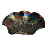 Carnival Glass Grape Ruffled Bowl