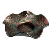 Carnival Glass Holly Berry Ruffled Bowl