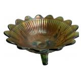 Carnival Glass Footed Bowl Scalloped
