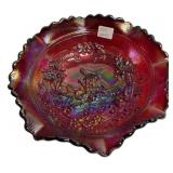 Red Carnival Glass Windmill Bowl
