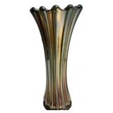 Carnival Glass Ribbed Flared Vase
