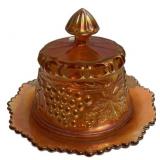 Carnival Glass Covered Butter Dish