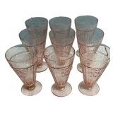 Pink Depression Glass Footed Tumblers x10
