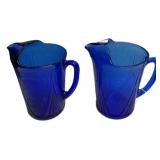 Cobalt Blue Depression Glass Pitchers