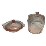 Pink Depression Glass Lidded Pieces Set