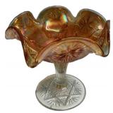 Carnival Glass Ruffled Compote Dish