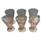 Pink Depression Glass Footed Tumblers x6