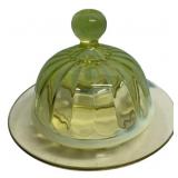 Vaseline Uranium Glass Butter Dish